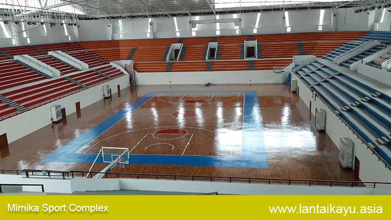 Lantai kayu lapangan basket Mimika sport Complex
