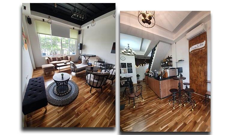 Portofolio Project Pemasangan Lantai Kayu Asia 65 Pemasangan Mini Flooring Jati Grade B di Teraskita Cafe