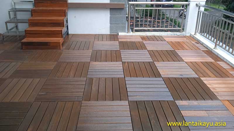 Harga Decking Tile Kayu Kalimantan. Lebih Keras Dari Jati 24 Decking Tile Terpasang 1