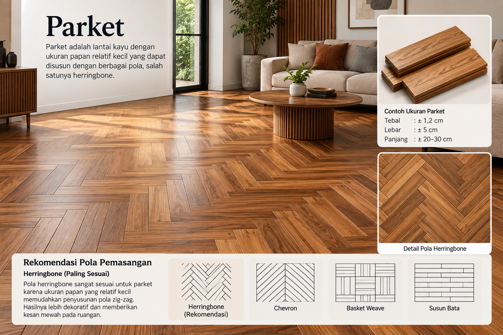 Mengenal Istilah Parket, Mini Flooring Dan Flooring 22 jual lantai kayu parket